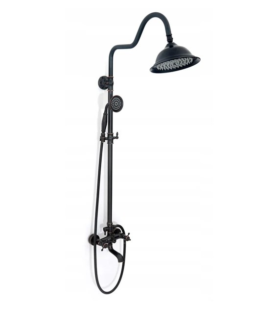 ZESTAW NATRYSKOWY RETRO CZARNY PRZECIERANY