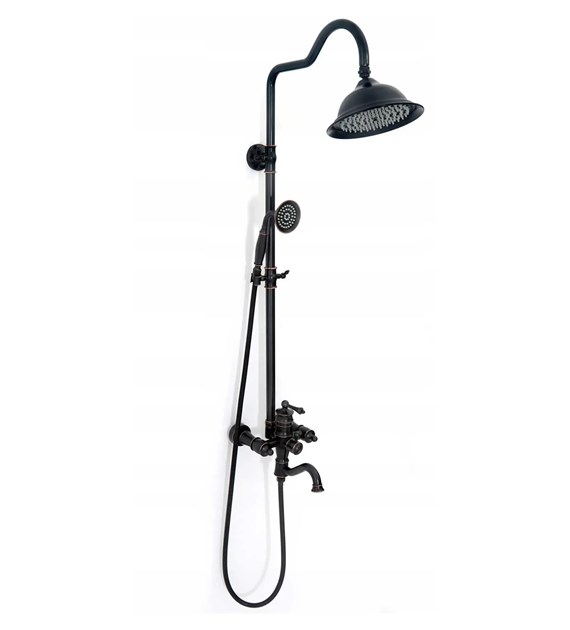 ZESTAW NATRYSKOWY VINTAGE CZARNY PRZECIERANY