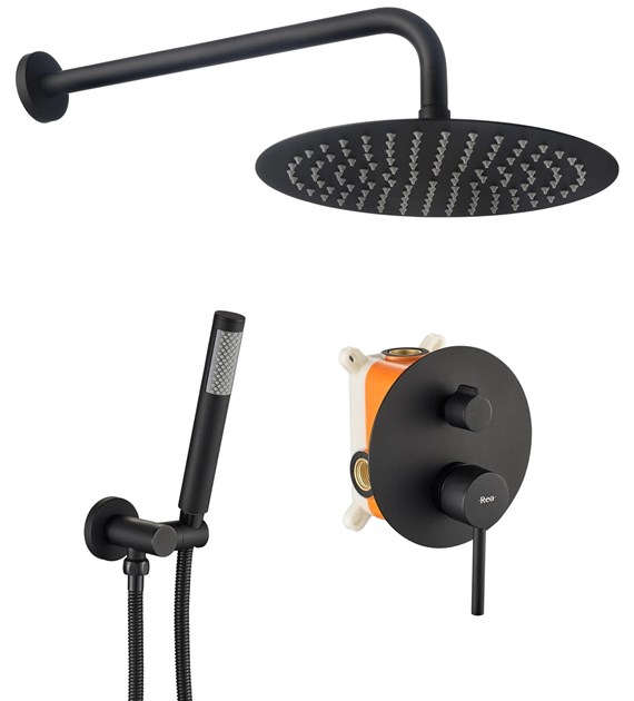 ZESTAW NATRYSKOWY PODTYNKOWY LUNGO CZARNY + BOX