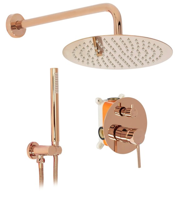 ZESTAW NATRYSKOWY PODTYNK LUNGO RÓŻOWE ZŁOTO + BOX