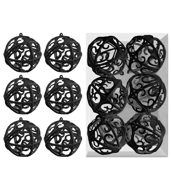 BOMBKI CHOINKOWE KL-21X25 BLACK 6szt