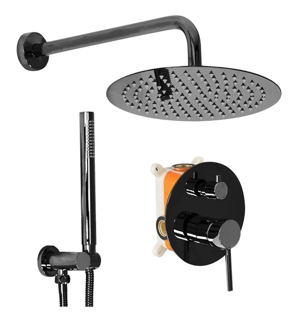 ZESTAW NATRYSKOWY PODTYNKOWY LUNGO CZARNY METALICZ