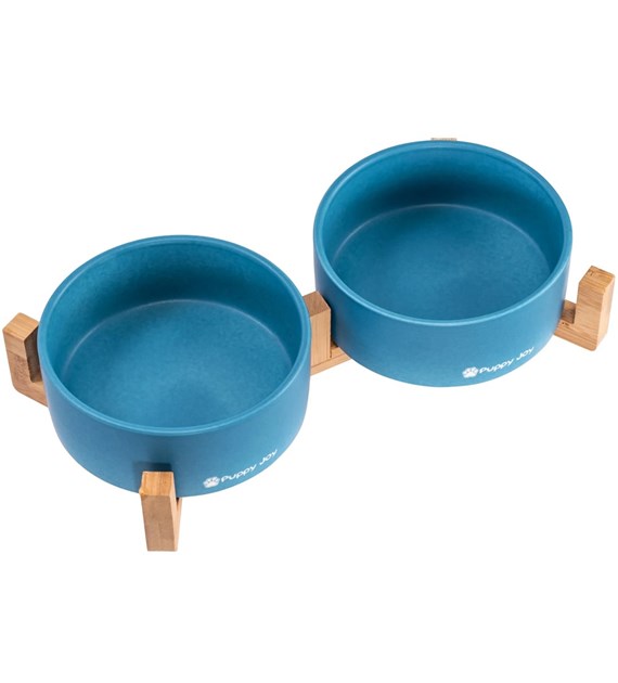 MISKI CERAMICZNE Z BAMB STOJAKIEM NIEBIESKI PJ-080