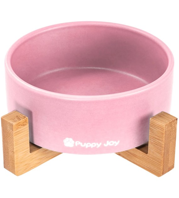 MISKA CERAMICZNA Z BAMB STOJAKIEM RÓŻOWA PJ-032