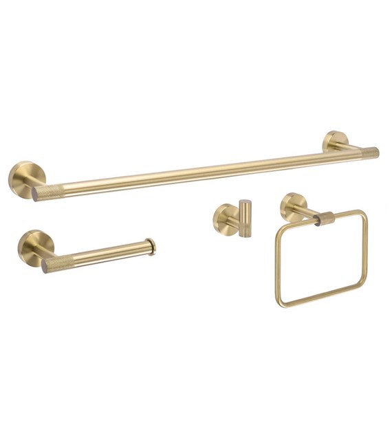 KOMPLET WIESZAKÓW ŁAZIENKOWYCH GRID BRUSH GOLD